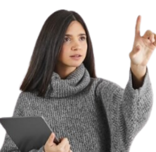 Person pointing upward