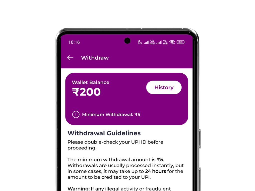 Mobile app interface
